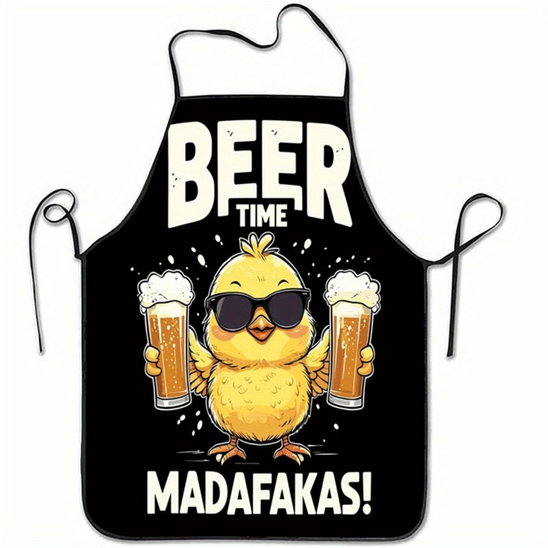 Camping Cooking Apron - Lustige Bier-Hühnchen-Schürze – Coole Hühner-Grafik mit