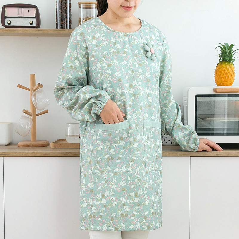 Camping Cooking Apron - Damen Baumwoll-Langarmschürze Wasserdicht Ölbeständig Arbeitskleidung für