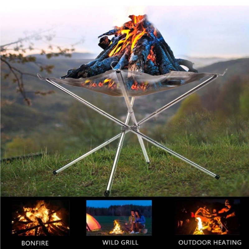 Camping Cooking Wood Stove - Tragbarer Outdoor-Grillrost für Lagerfeuer, Camping-Feuerstelle aus