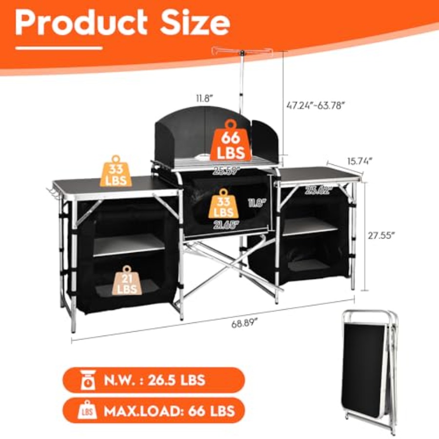 Camping-Küchentisch, Aluminium – Camping Cooking Table With Windshield Bewertung und Preis